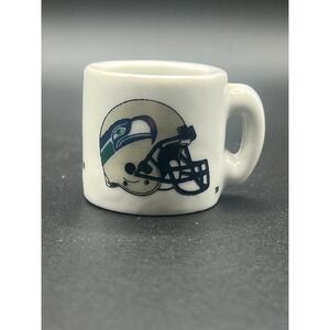 VINTAGE Seattle Seahawks NFL Miniature Ceramic Mug Helmet Logo White 1.25 Inch